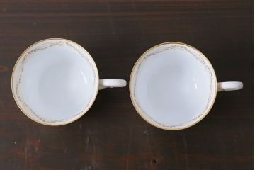 アンティーク雑貨　中古　ノリタケ(Noritake、則武)　ダイヤモンドコレクション印　カップ&ソーサー2客セット(洋食器)(2)