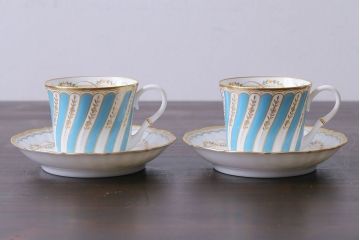 アンティーク雑貨　中古　ノリタケ(Noritake、則武)　ダイヤモンドコレクション印　カップ&ソーサー2客セット(洋食器)(2)