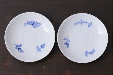 アンティーク雑貨　中古　ROYAL COPENHAGEN(ロイヤルコペンハーゲン)　ブルーフラワー　プレイン　カップ&ソーサー(コーヒーカップ、洋食器)2客セット(2)