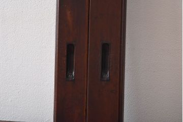 和製アンティーク　味わいのある木味が魅力の大判ガラス戸2枚セット(引き戸、建具)