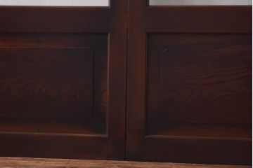 和製アンティーク　味わいのある木味が魅力の大判ガラス戸2枚セット(引き戸、建具)