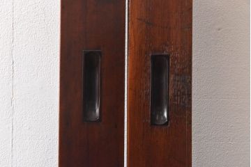 和製アンティーク　味わいのある木味が魅力の大判ガラス戸2枚セット(引き戸、建具)