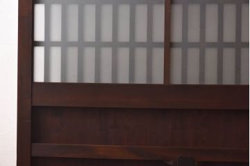 昭和　ヒノキ材　和の雰囲気を高めるガラス入り格子蔵戸(ガラス引き戸、格子戸、建具、玄関戸)