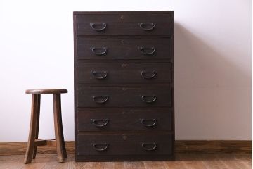 レトロ家具　前板桐材製　昭和レトロな雰囲気が魅力のチェスト(箪笥、引き出し)