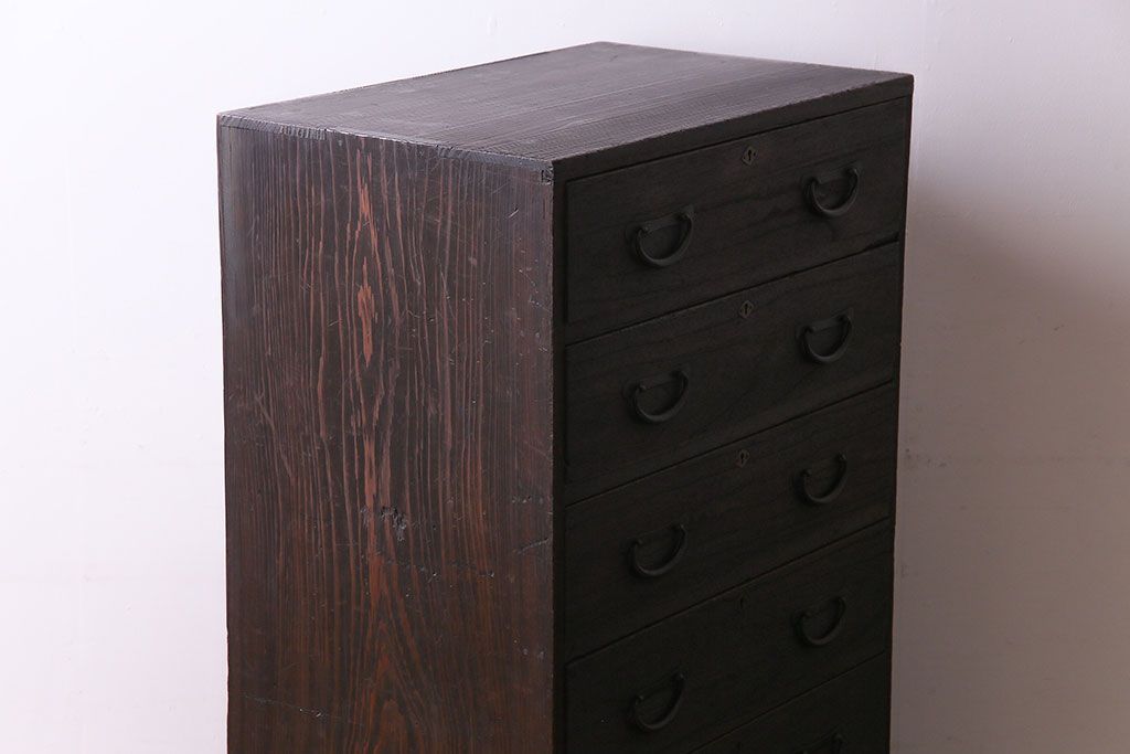 レトロ家具　前板桐材製　昭和レトロな雰囲気が魅力のチェスト(箪笥、引き出し)