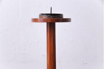 アンティーク雑貨　和製アンティーク　台座ケヤキ材　シンプルなシルエットが格好いいロウソク立て(燭台、キャンドルスタンド)(2)
