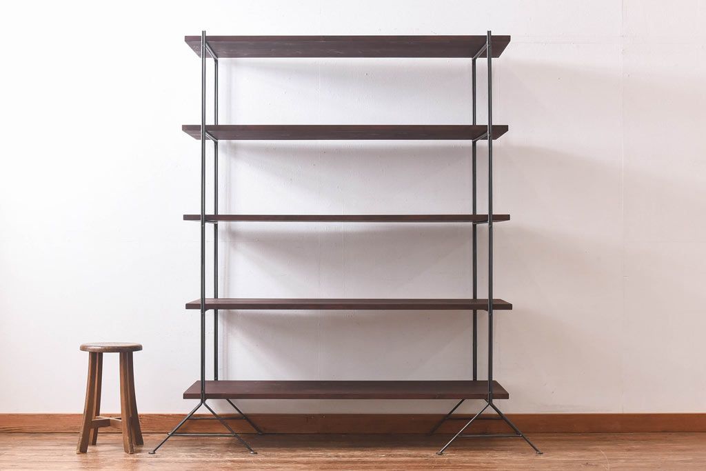 ラフジュ工房オリジナル 空間になじむ細身のアイアンラック【小】(陳列棚、飾り棚)