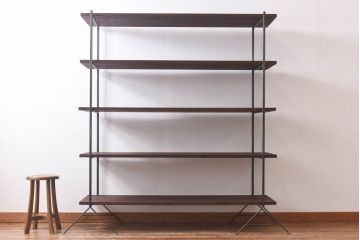 ラフジュ工房オリジナル 空間になじむ細身のアイアンラック【中】(陳列棚、飾り棚)