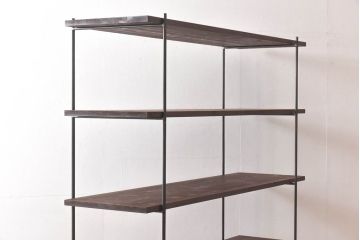 ラフジュ工房オリジナル 空間になじむ細身のアイアンラック【中】(陳列棚、飾り棚)