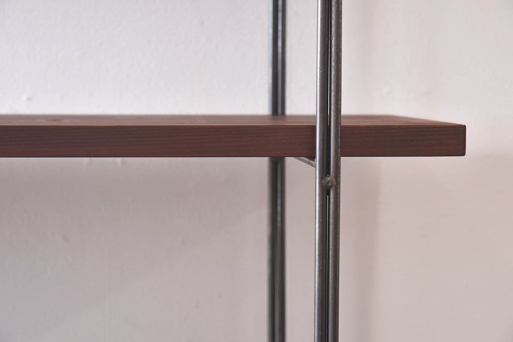 ラフジュ工房オリジナル 空間になじむ細身のアイアンラック【中】(陳列棚、飾り棚)