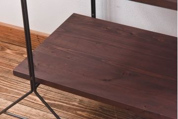 ラフジュ工房オリジナル 空間になじむ細身のアイアンラック【中】(陳列棚、飾り棚)
