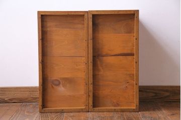 アンティーク雑貨　天板ナラ材製　小引き出し付き　独特の木目が魅力の裁ち板(作業台、ローボード)