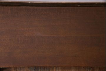 アンティーク雑貨　天板ナラ材製　小引き出し付き　独特の木目が魅力の裁ち板(作業台、ローボード)