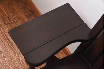 中古美品　松本民芸家具　サイドテーブルになる羽根付きの2人掛けベンチ