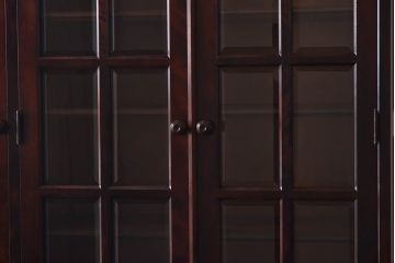 中古　北海道民芸家具　高級感のある色合いのHM165K食器棚(カップボード、キャビネット)(定価約57万円)(1)