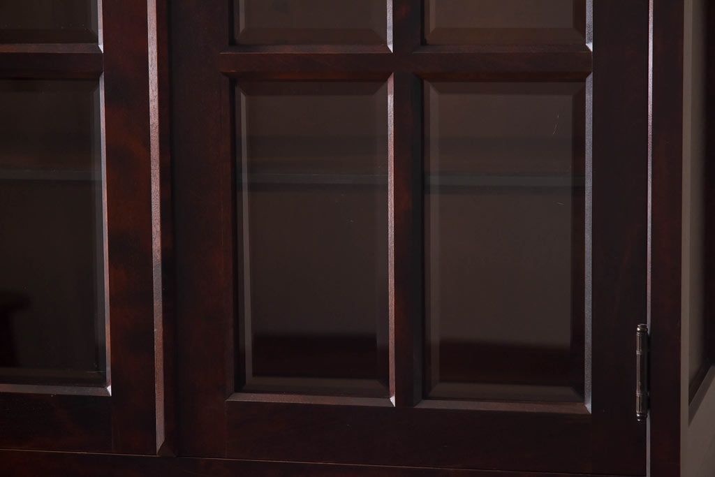 中古　北海道民芸家具　高級感のある色合いのHM165K食器棚(カップボード、キャビネット)(定価約57万円)(1)