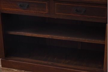 レトロ家具　大正ロマン　上手物　象嵌入り　レトロで上品なガラス収納棚(ブックケース、食器棚、飾り棚)