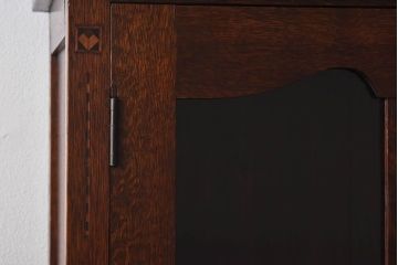 レトロ家具　大正ロマン　上手物　象嵌入り　レトロで上品なガラス収納棚(ブックケース、食器棚、飾り棚)