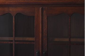 レトロ家具　大正ロマン　上手物　象嵌入り　レトロで上品なガラス収納棚(ブックケース、食器棚、飾り棚)