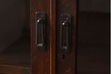 レトロ家具　大正ロマン　上手物　象嵌入り　レトロで上品なガラス収納棚(ブックケース、食器棚、飾り棚)