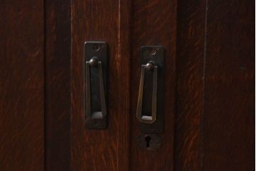 レトロ家具　大正ロマン　上手物　象嵌入り　レトロで上品なガラス収納棚(ブックケース、食器棚、飾り棚)