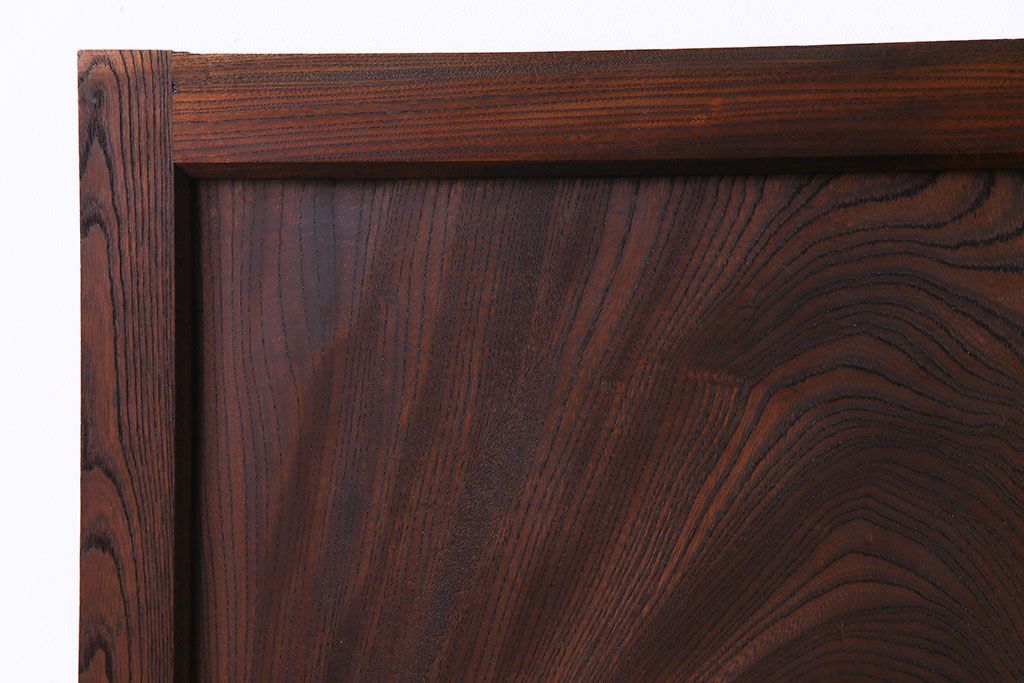 和製アンティーク　総ケヤキ材　ダイナミックな杢目が美しい板戸(窓、引き戸、建具)2枚セット