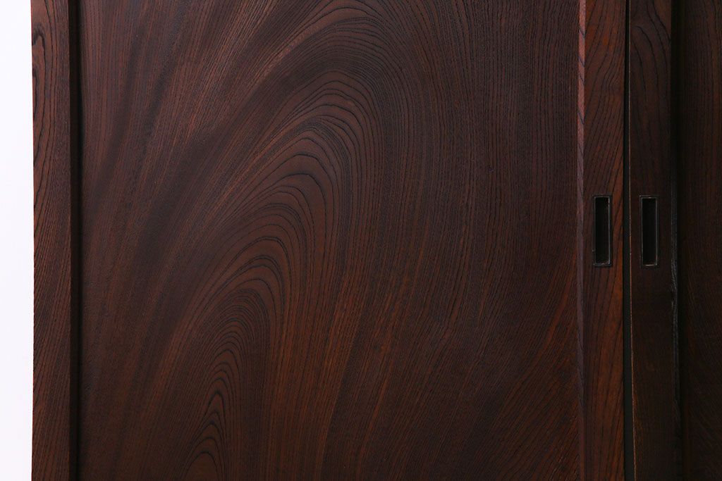 和製アンティーク　総ケヤキ材　ダイナミックな杢目が美しい板戸(窓、引き戸、建具)2枚セット