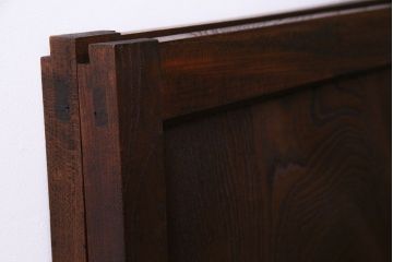 和製アンティーク　総ケヤキ材　ダイナミックな杢目が美しい板戸(窓、引き戸、建具)2枚セット