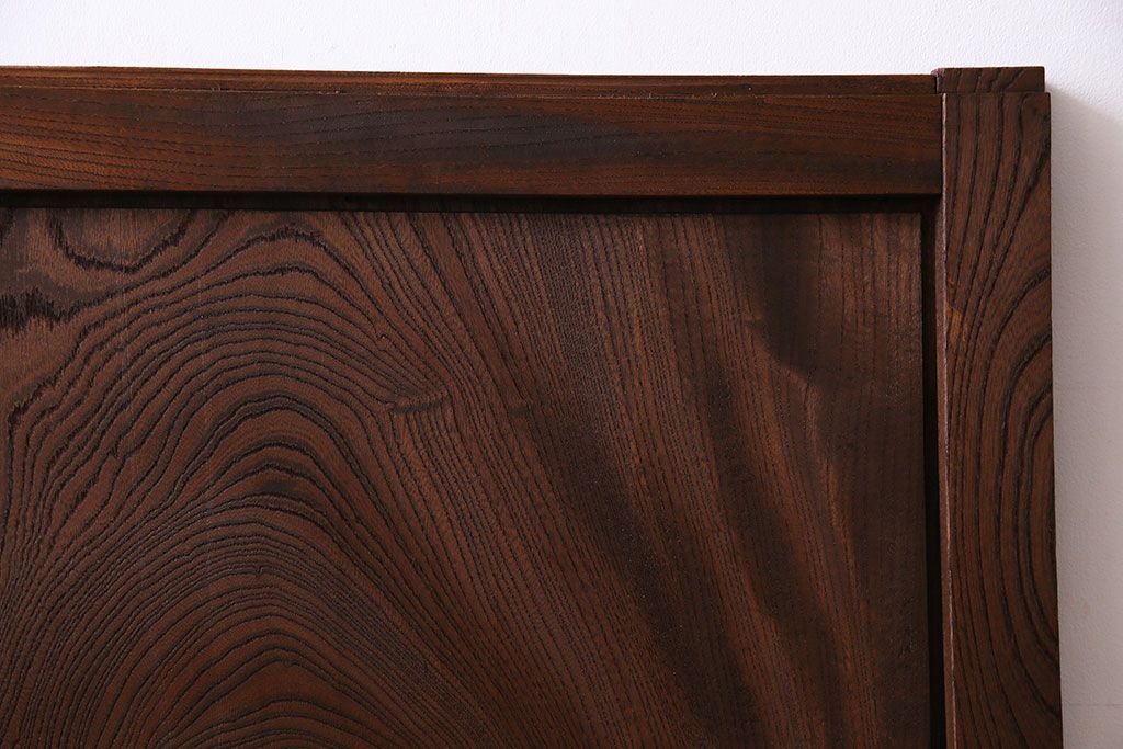 和製アンティーク　総ケヤキ材　ダイナミックな杢目が美しい板戸(窓、引き戸、建具)2枚セット