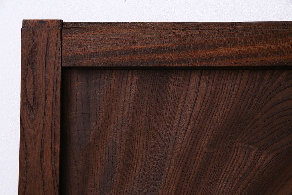 和製アンティーク　総ケヤキ材　ダイナミックな杢目が美しい板戸(窓、引き戸、建具)2枚セット