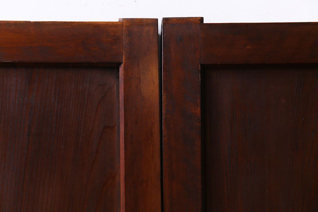 和製アンティーク　明治大正期　なめらかな木肌が美しい板戸(窓、引き戸、建具)2枚セット