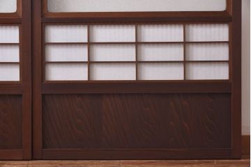 裏障子付き　和モダンな雰囲気のダイヤガラス入り格子戸2枚セット(ガラス帯戸、引き戸、建具)