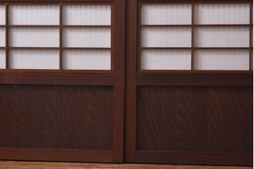 裏障子付き　和モダンな雰囲気のダイヤガラス入り格子戸2枚セット(ガラス帯戸、引き戸、建具)