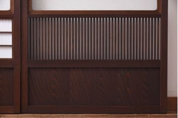 裏障子付き　和モダンな雰囲気のダイヤガラス入り格子戸2枚セット(ガラス帯戸、引き戸、建具)