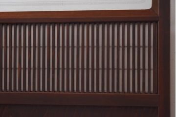 デザインガラス　細身の桟が上品な裏障子付き格子戸(引き戸、建具、ガラス帯戸)