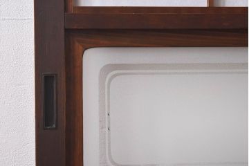 デザインガラス　細身の桟が上品な裏障子付き格子戸(引き戸、建具、ガラス帯戸)