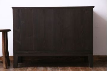 レトロ家具　ダイヤガラス入り　レトロな雰囲気が高まるリメイクローボード(テレビボード)(1)