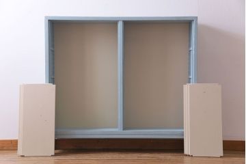 ペイント家具　淡い色合いが爽やかな印象のオープンラック(陳列棚、本棚、ブックシェルフ)(1)