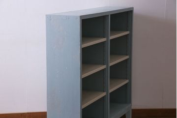 ペイント家具　淡い色合いが爽やかな印象のオープンラック(陳列棚、本棚、ブックシェルフ)(1)