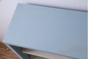ペイント家具　淡い色合いが爽やかな印象のオープンラック(陳列棚、本棚、ブックシェルフ)(1)