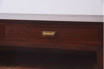 アンティーク家具　リメイク品　前板ケヤキ材　上品な佇まいの脚付き箪笥ローボード(ローテーブル、引き出し)