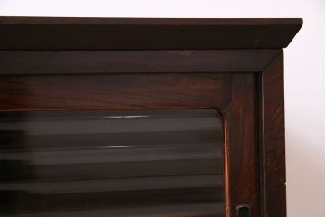レトロ家具　モールガラス入り　レトロな雰囲気が高まるリメイクローボード(テレビボード)(2)