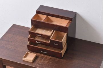 アンティーク雑貨　昭和レトロ　趣きある風合いの小引き出し(裁縫箱)