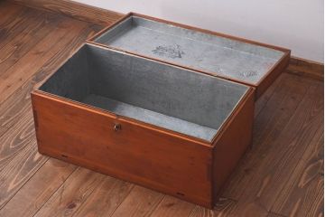 アンティーク雑貨　内面ブリキ張り　レトロな雰囲気づくりにおすすめの木箱(収納箱)