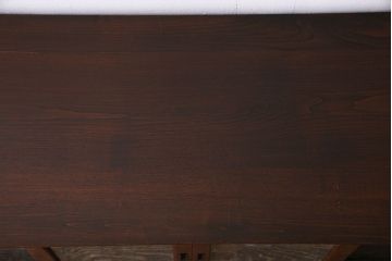 アンティーク家具　上手物!　結霜ガラス入り　黒柿使用　玉杢が見られる前面ケヤキ材のリメイクローボード(リビングボード)