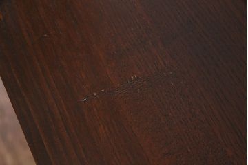 アンティーク家具　上手物!　結霜ガラス入り　黒柿使用　玉杢が見られる前面ケヤキ材のリメイクローボード(リビングボード)