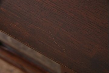 アンティーク家具　上手物!　結霜ガラス入り　黒柿使用　玉杢が見られる前面ケヤキ材のリメイクローボード(リビングボード)