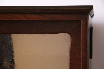 アンティーク家具　上手物!　結霜ガラス入り　黒柿使用　玉杢が見られる前面ケヤキ材のリメイクローボード(リビングボード)