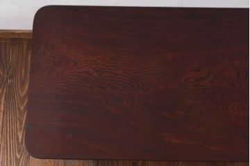 レトロ家具　昭和レトロ　栓材一枚板　和を感じる木目の角ちゃぶ台(座卓、ローテーブル)