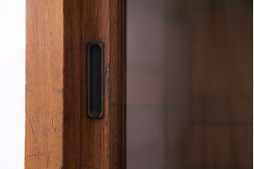 レトロ家具　昭和初期　モールガラス　味わい深いレトロな佇まいの重ね戸棚(収納棚)